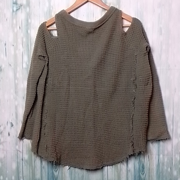 Free people open shoulder 100% cotton green small - Picture 2 of 6
